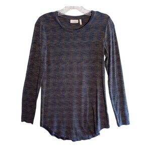 LOGO Layers Lori Goldstein Layers Tunic Top Shirt XXS Blue Tan Stretch Knit